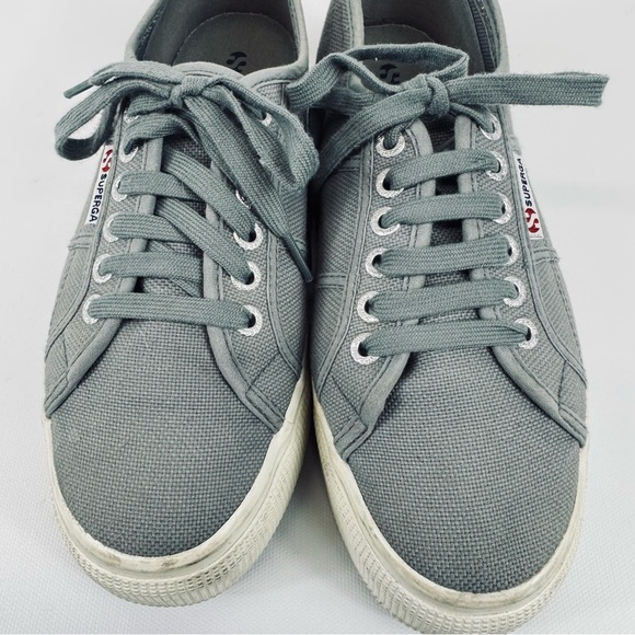 Superga Platform Sneakers Grey Lace Up - size 9 - Picture 7 of 16
